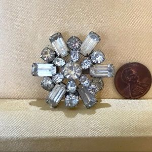 Vintage Rhinestone Starburst Brooch Pin